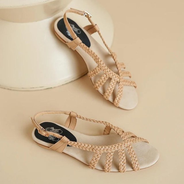 Chic Summer Slingback Flats – Woven Open Toe Sandals for Women