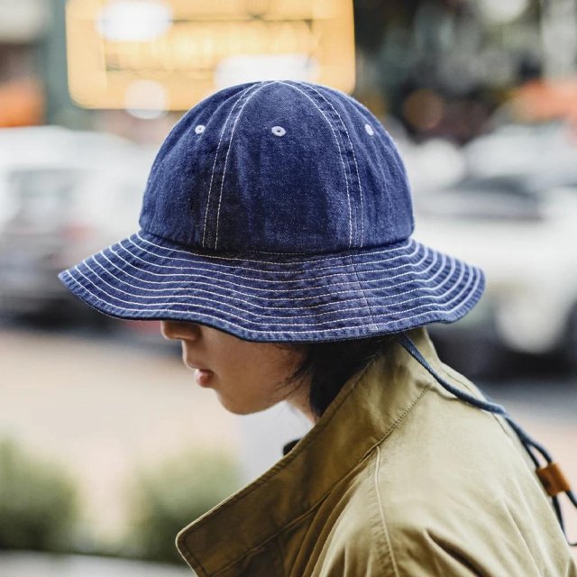 Vintage Denim Bucket Hat Unisex Wide Brim Sun Hat for Outdoor Casual Wear