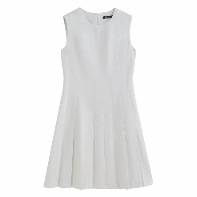 Minimalist Old Money Sleeveless A-Line Pleated Dress for Women