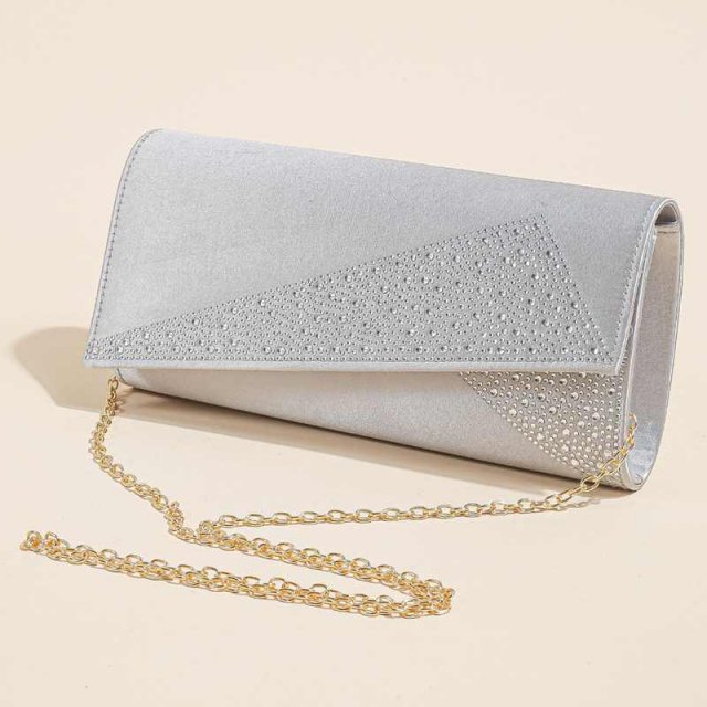 Women's Satin Rhinestone Evening Clutch Purse - Sparkle Glitter Handbag for Weddings & Parties