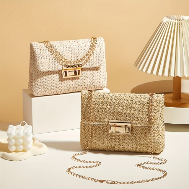 Woven Straw Crossbody Shoulder Bag for Women