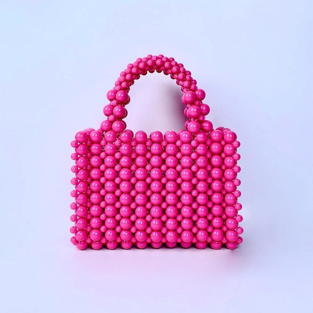 Handmade French Acrylic Pearl Beaded Tote Bag - Elegant and Sweet Women’s Handbag