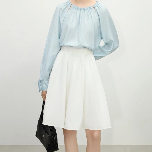 Elegant A-Line White Cotton Skirt for Women