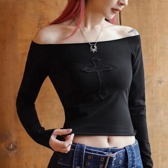 Off-Shoulder Slim Fit Crop Top for Women