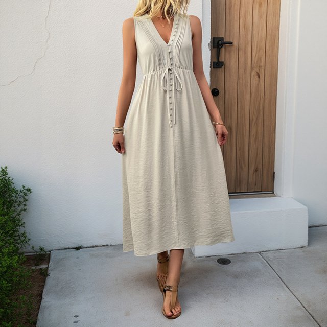 Elegant Summer A-Line Midi Dress for Women