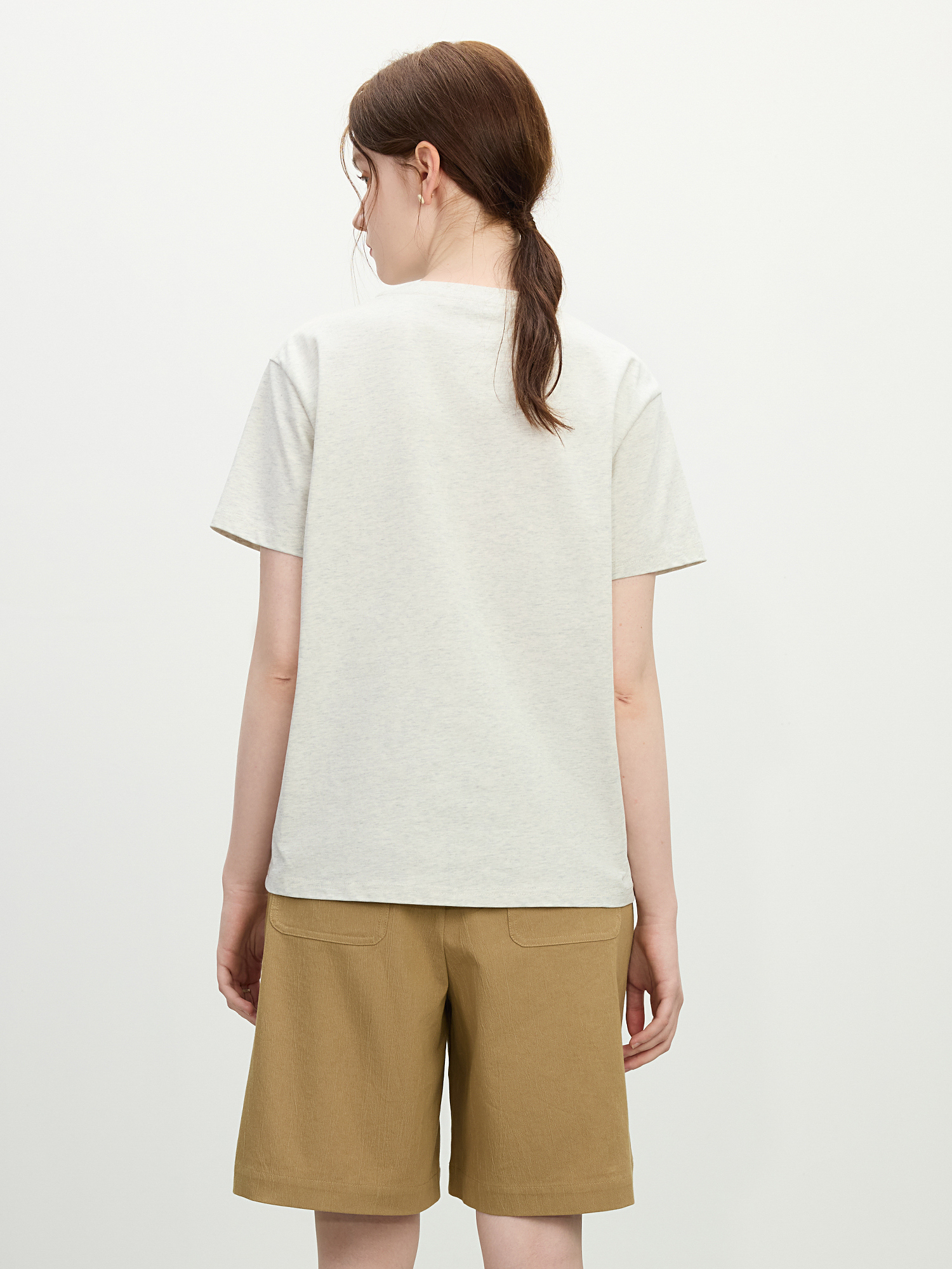 Summer Vintage Linen-Cotton Oversized Tee – Dusty Grey Casual Pullover thumbnail 5