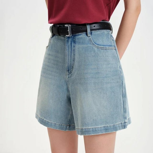 High Waist Light Denim Jean Shorts for Women