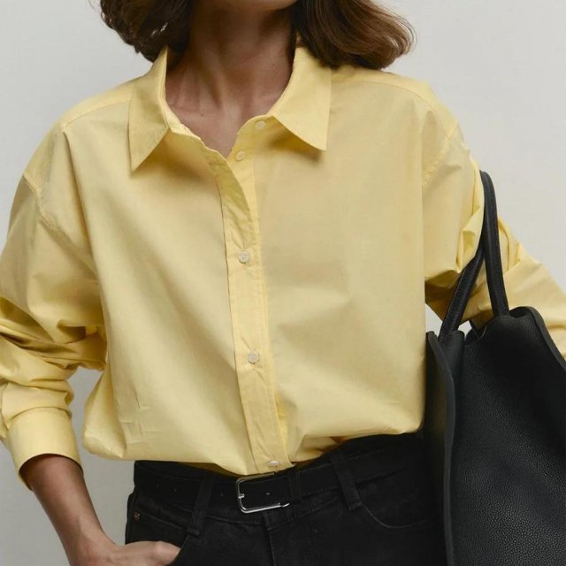 Women's Long Sleeve Cotton Chiffon Shirt – Loose Fit Office Casual Top