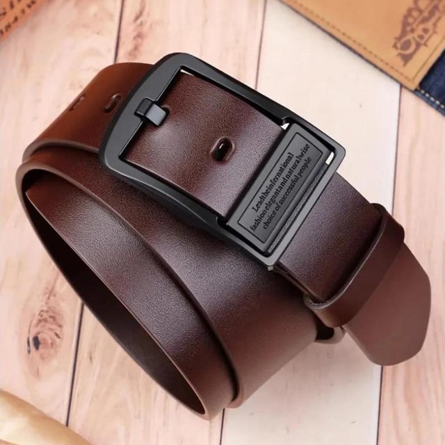 Men's Luxury PU Leather Belt with Metal Buckle