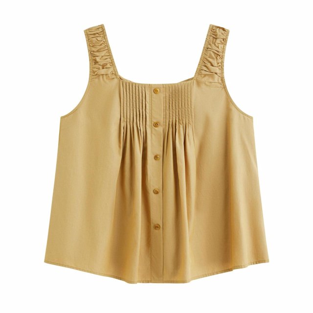 Summer Women's Textured Linen Camisole – Relaxed Fit Casual Tank Top