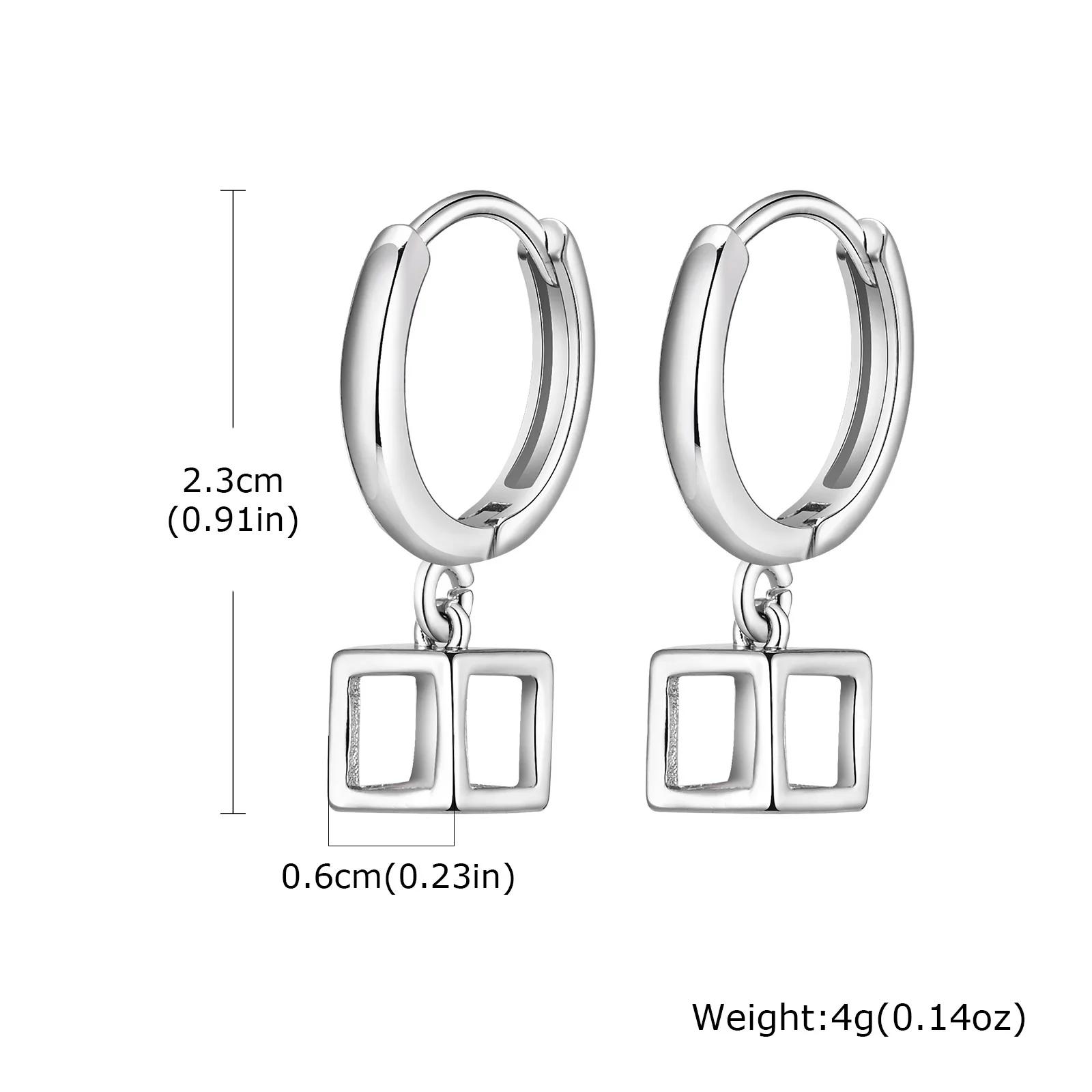 Men's 3D Geometric Square Hoop Earrings – Waterproof Stainless Steel Dangle 6